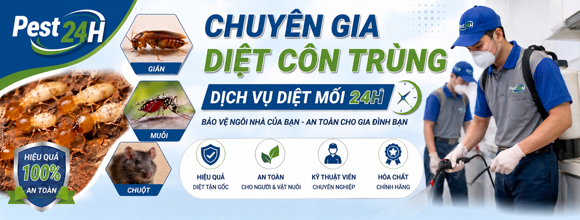 Dịch Vụ Diệt Mối 24H tự hào là đơn vị chuyên nghiệp trong lĩnh vực kiểm soát côn trùng