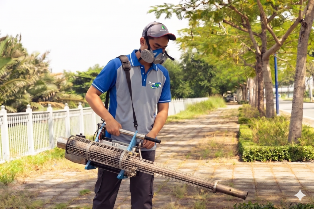 Đội ngũ kỹ thuật Dịch Vụ Diệt Mối 24H xử lý côn trùng cho doanh nghiệp